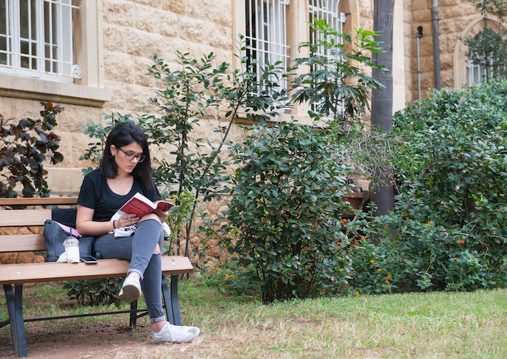 woman on park bench